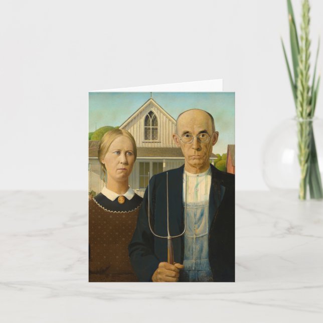 American Gothic by Grant Wood Tack Kort (Framsida)