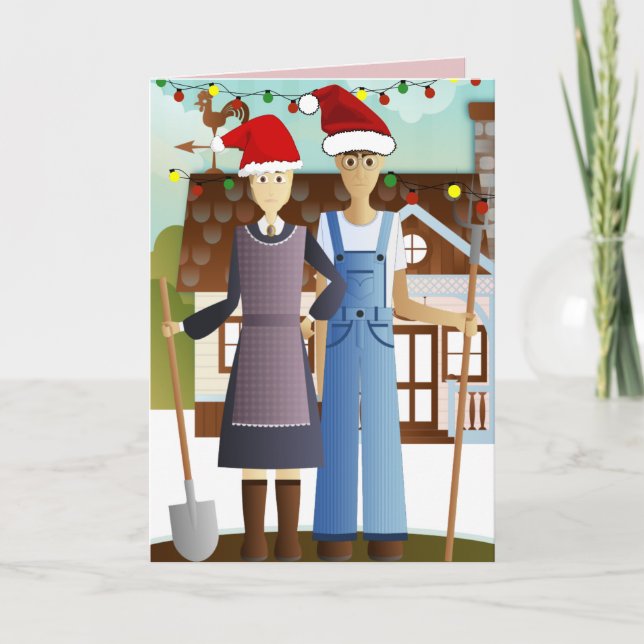AMERICAN GOTHIC CHRISTMAS-KORT KORT (Framsida)