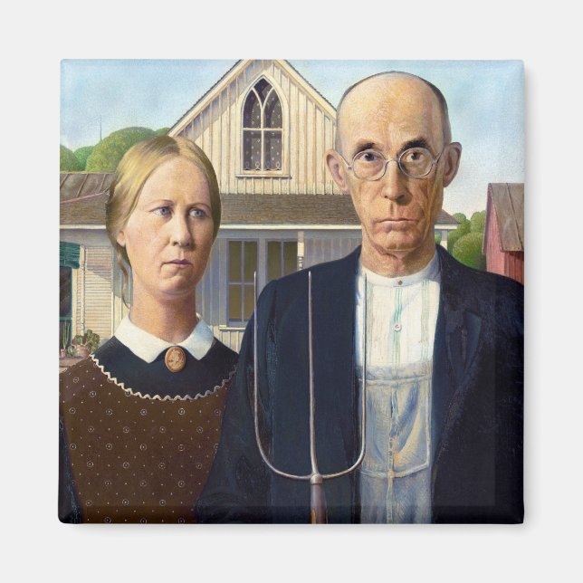American Gothic Classic Painting Grant Wood Magnet (Framsidan)