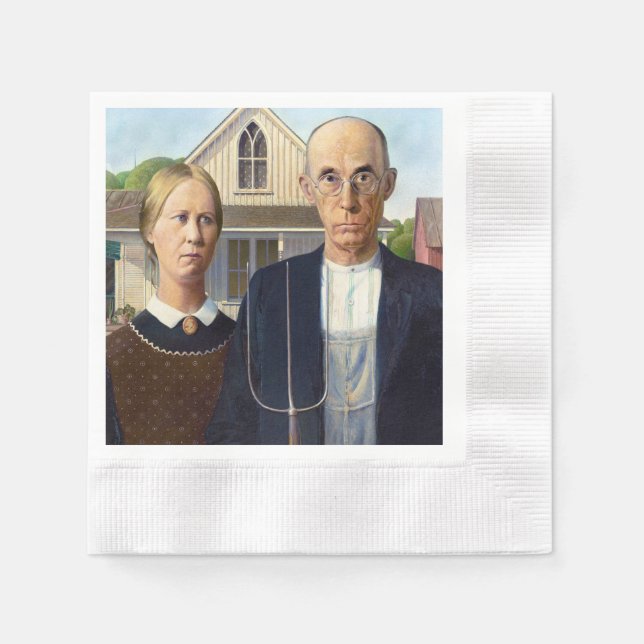 American Gothic Classic Painting Grant Wood Pappersservett (Framsidan)