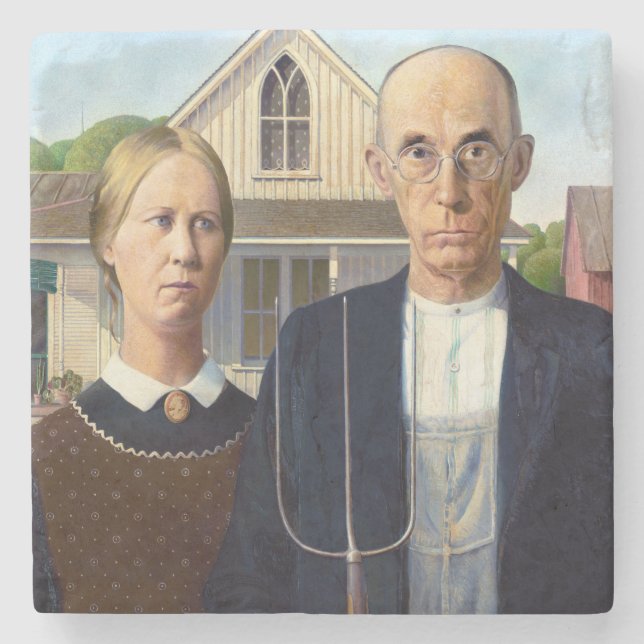 American Gothic Classic Painting Grant Wood Stenunderlägg (Framsidan)