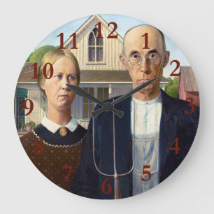 American Gothic Classic Painting Grant Wood Stor Klocka