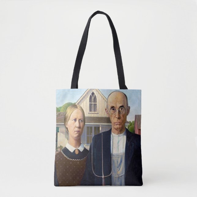 American Gothic Classic Painting Grant Wood Tygkasse (Framsida)