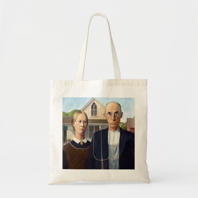 American Gothic Classic Painting Grant Wood Tygkasse (Framsidan)