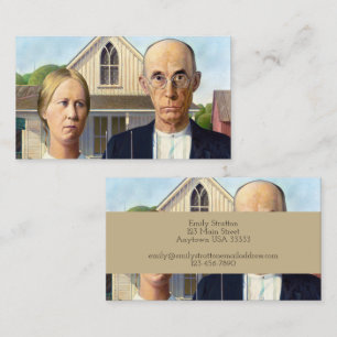 American Gothic Classic Painting Grant Wood Visitkort