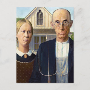 American Gothic Classic Painting Grant Wood Vykort