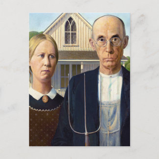American Gothic Classic Painting Grant Wood Vykort