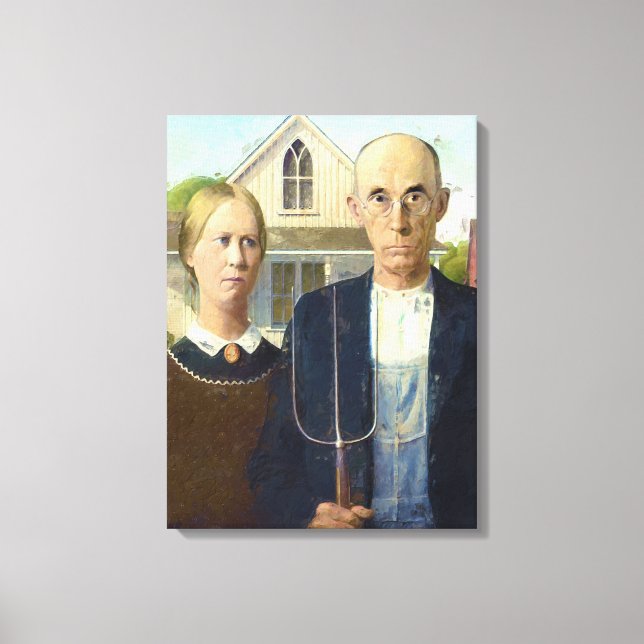 American Gothic Fine Art Oljemålning Canvastryck (Framsida)