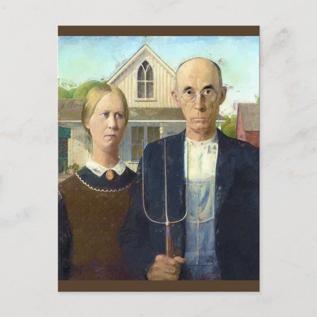 American Gothic Fine Art Oljemålning Vykort (Framsida)