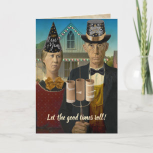 American Gothic Gott Nytt År Låt de Goda Tiderna R Helgkort