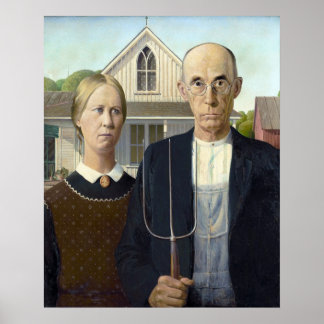 American Gothic - Grant Trätavla Print Poster