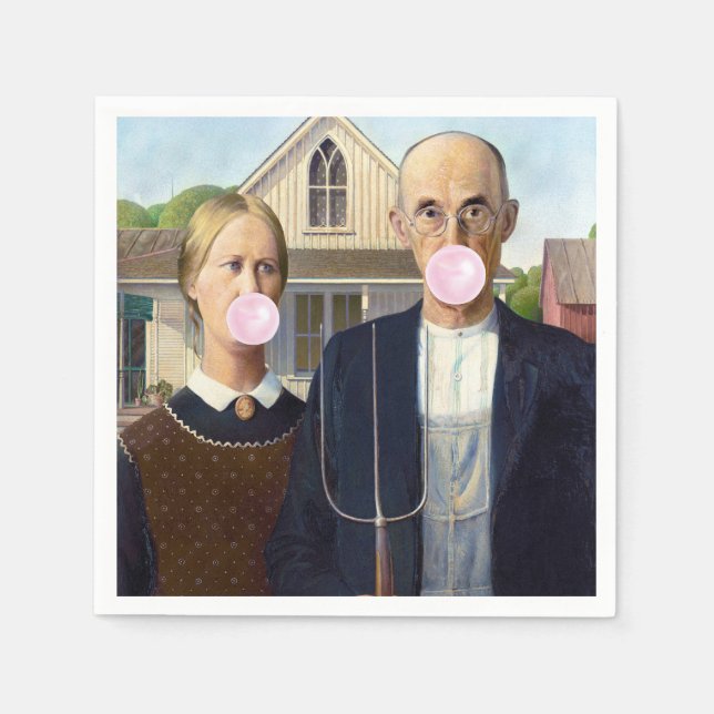 American Gothic Grant Wood Pappersservett (Framsidan)