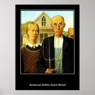 American Gothic Grant Wood Vintage Affisch