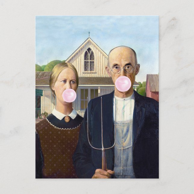 American Gothic Grant Wood Vykort (Framsida)