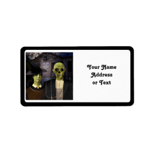 American Gothic Halloween Adressetikett