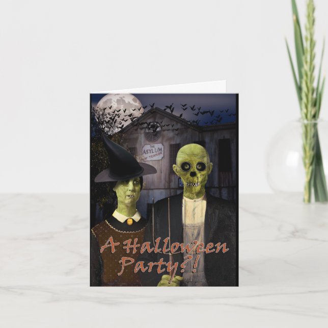 American Gothic Halloween Haunted House Inbjudan (Framsida)