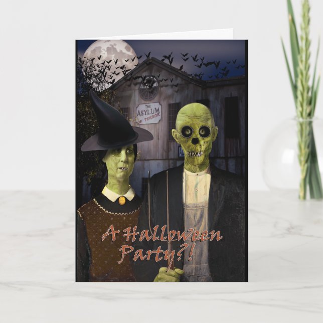 American Gothic Halloween Spökhus Inbjudan (Framsida)