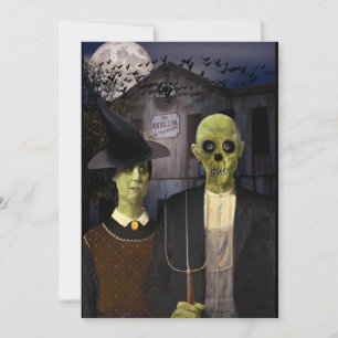 American Gothic Halloween Spökhus Inbjudningar