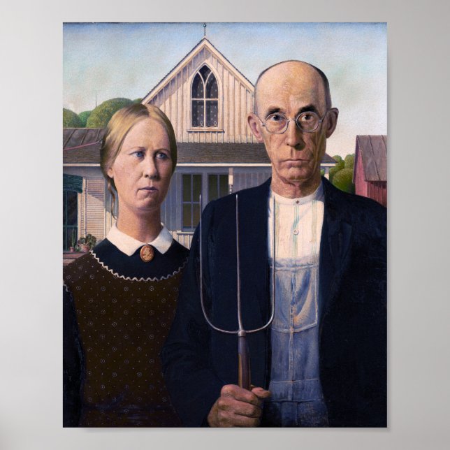 American Gothic-målning av Grant Wood Poster (Framsidan)