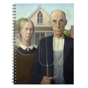 American Gothic Painting by Grant Wood Anteckningsbok Med Spiral