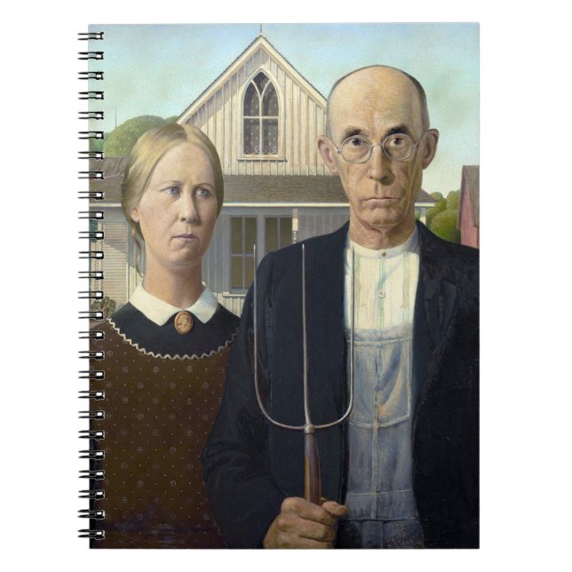 American Gothic Painting by Grant Wood Anteckningsbok Med Spiral (Framsidan)