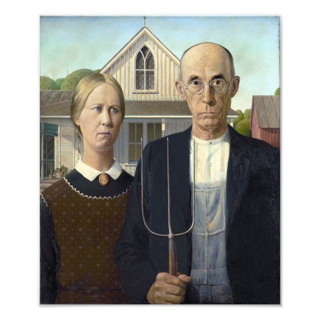 American Gothic Painting by Grant Wood Fototryck (Framsidan)