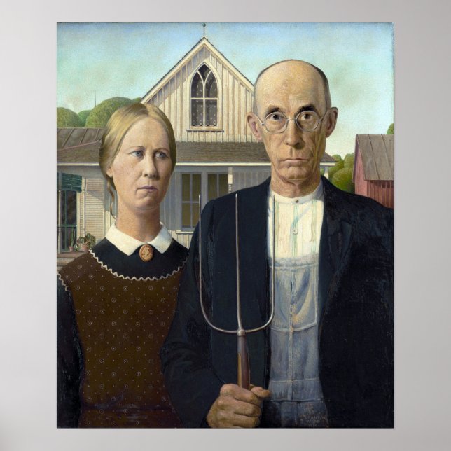 American Gothic Painting by Grant Wood Poster (Framsidan)