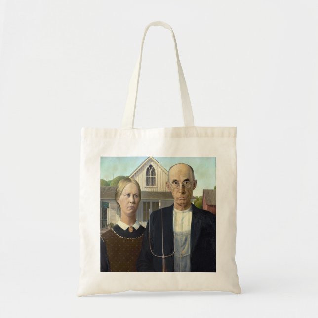 American Gothic Painting by Grant Wood Tygkasse (Framsidan)