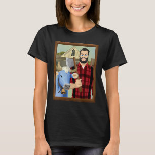 American Gothic Parody MN Paul Bunyan och Babe Blu T Shirt