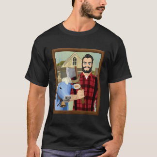 American Gothic Parody MN Paul Bunyan och Babe Blu T Shirt
