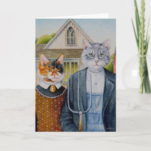 American Gothic Parody Painting Watercolor Art Kort