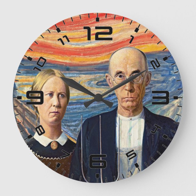 American Gothic Scream Art Mashup Ur Stor Klocka (Framsida)