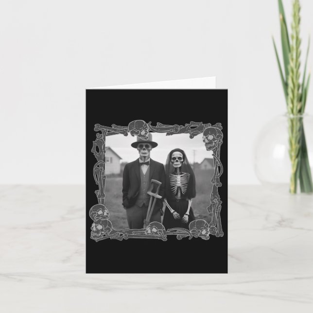 American Gothic Skeleton Halloween Costume Kort (Framsida)