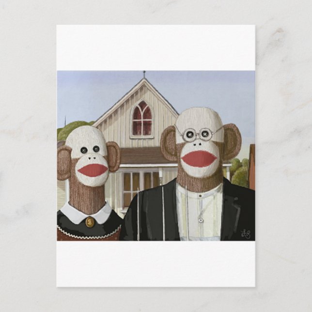 American Gothic Sock monkey Vykort (Framsida)