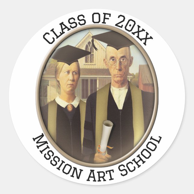American Gothic Studenten Cameo Runt Klistermärke (Framsida)