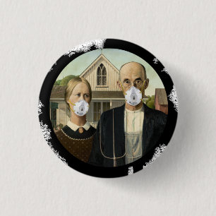 American Gothic Wearing Corona N95 Masks Knapp