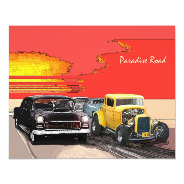 American Graffiti "Paradise Road" Drag Tävling Sce Fototryck (Framsidan)