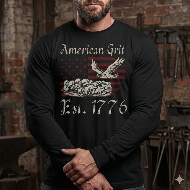 American Grit 1776 Skulls Långärmad T-Shirt (Skapare uppladdad)