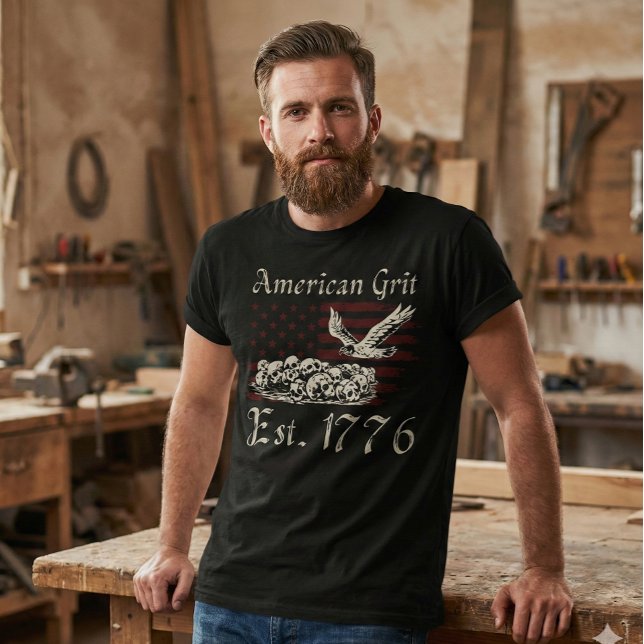 American Grit Est 1776 Eagle Svart T-Shirt (Skapare uppladdad)