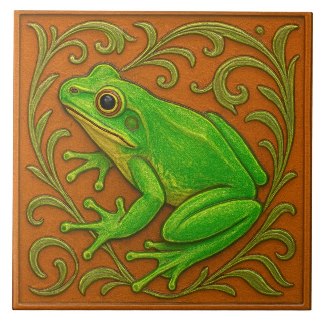 American Grönt Träd Frog - Ceramic Tile Kakelplatta (Framsidan)