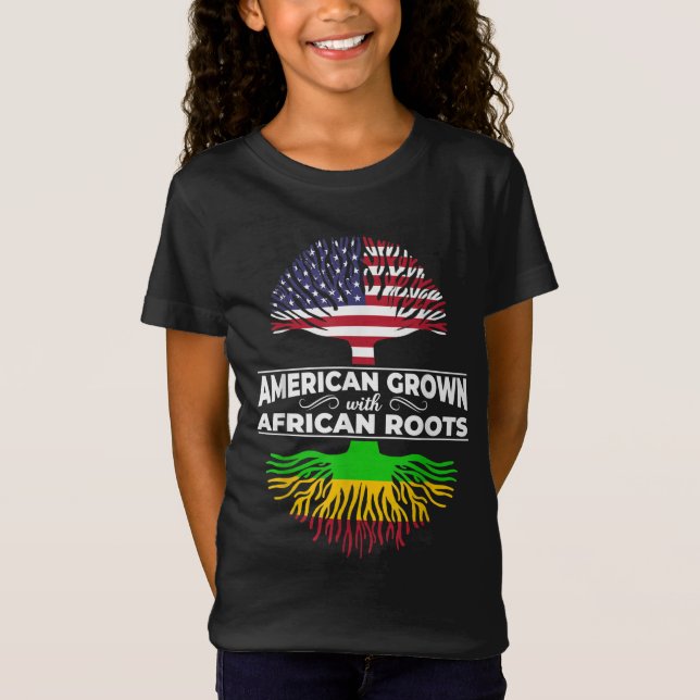 American Grown African Roots USA flagga Black Hist T Shirt (Framsida)