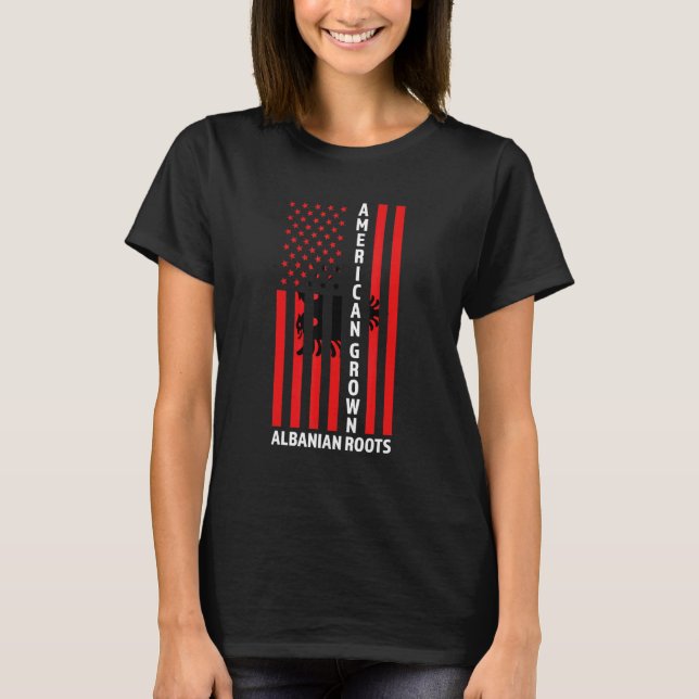 American Grown Albanian Roots Albania Albanian T Shirt (Framsida)