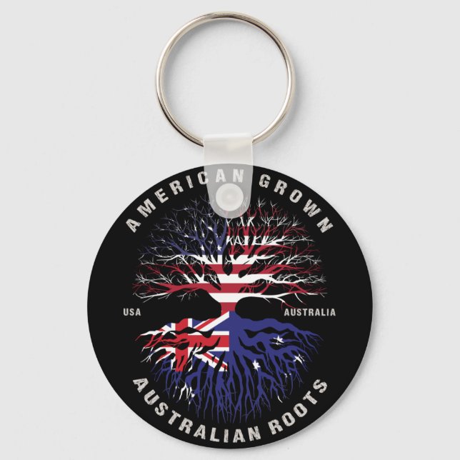 American Grown AUSTRALIAN Roots AUSTRALIA Flagga Nyckelring (Framsida)