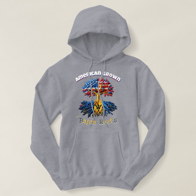 American Grown - Bajan Roots Hoodie T Shirt (Design framsida)