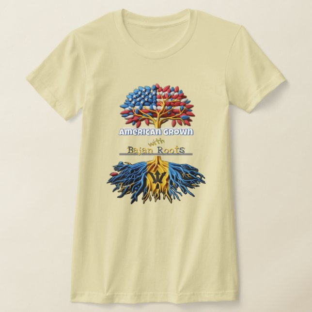 American Grown - Bajan Roots Womens T-Shirt (Laydown)