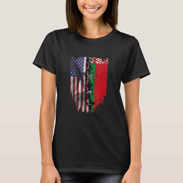 American Grown Belarus Roots USA Belarus Flagga T Shirt (Framsida)