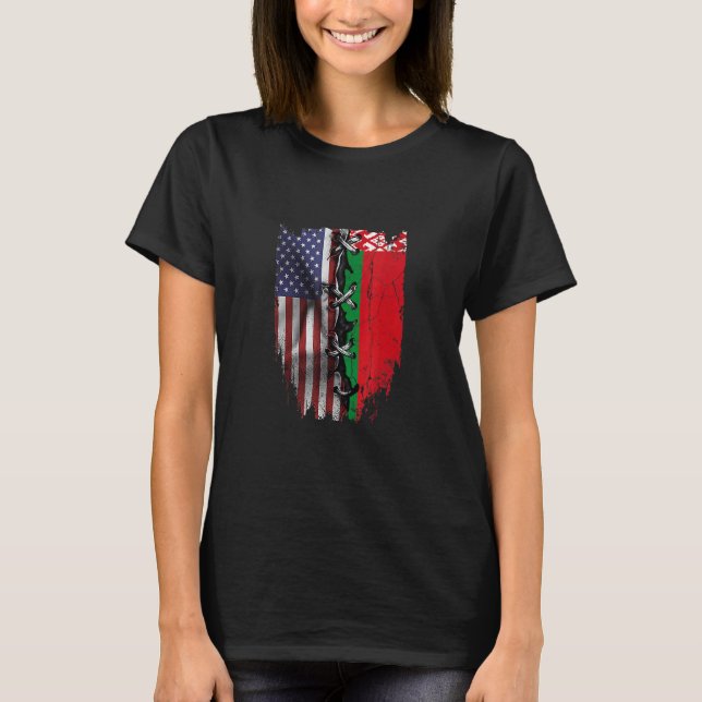 American Grown Belarusian Roots USA Belarus Flag T Shirt (Framsida)