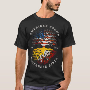 American Grown Bhutanese Roots Bhutan Flagga T Shirt