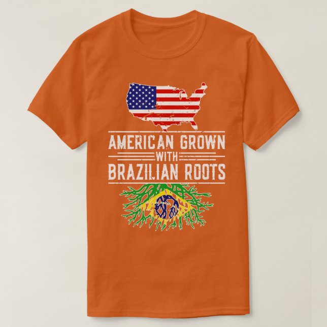 American Grown Brazilian Roots Pride Brasilien T Shirt (Design framsida)