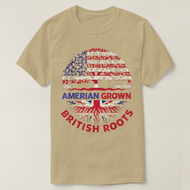 American Grown British Roots British Flagga USA fl T Shirt (Design framsida)